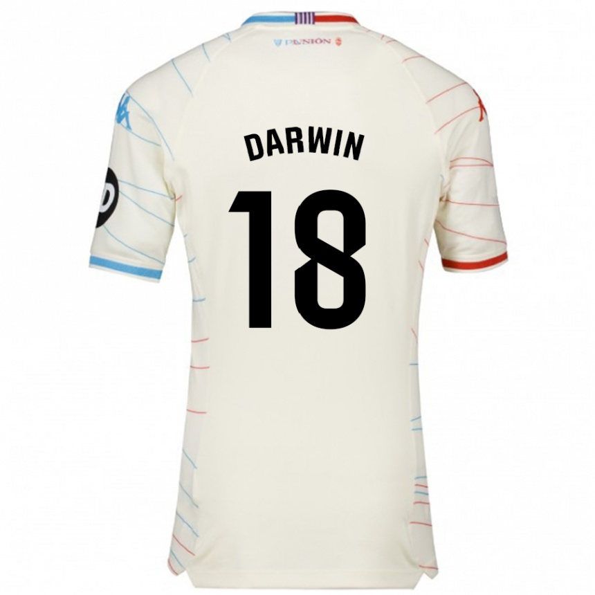 Kids Football Darwin Machís #18 White Red Blue Away Jersey 2024/25 T-Shirt