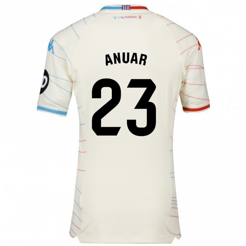 Kids Football Anuar #23 White Red Blue Away Jersey 2024/25 T-Shirt