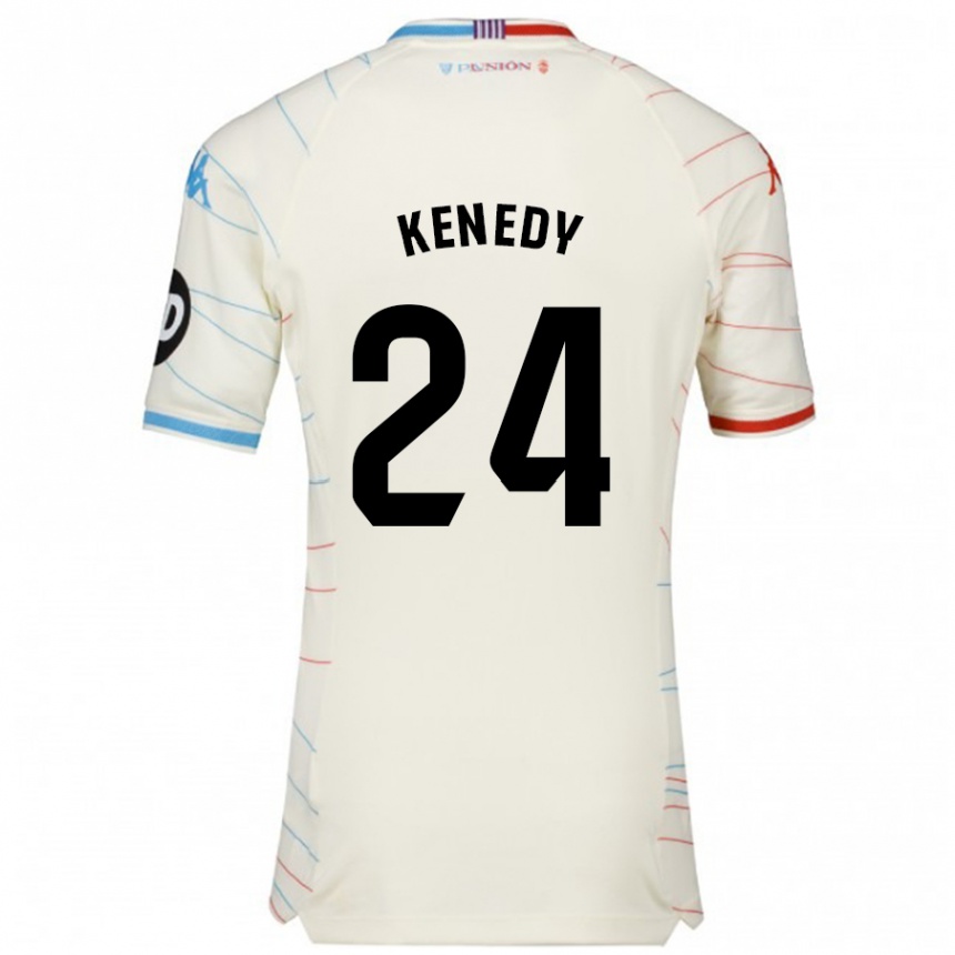 Kids Football Kenedy #24 White Red Blue Away Jersey 2024/25 T-Shirt