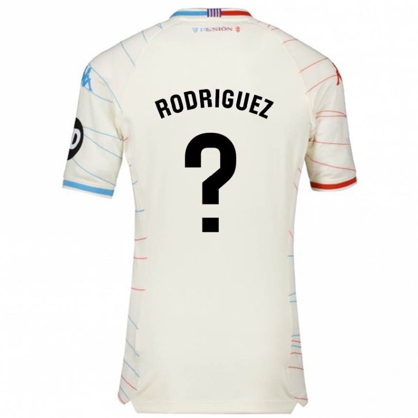 Kids Football Gabriel Rodríguez #0 White Red Blue Away Jersey 2024/25 T-Shirt