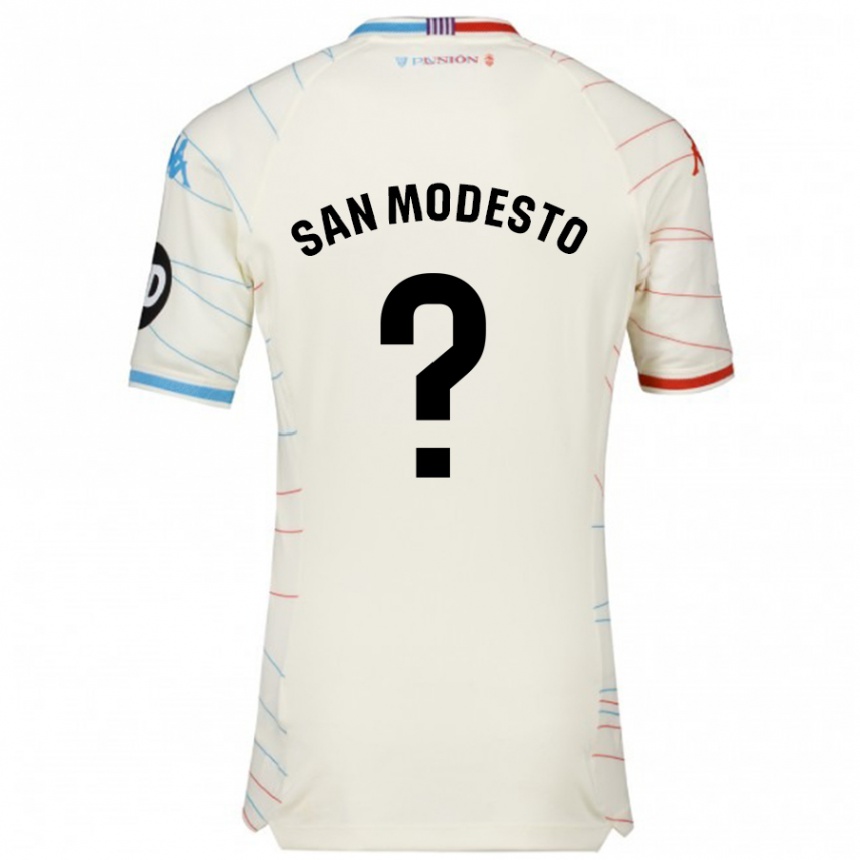 Kids Football Hugo San Modesto #0 White Red Blue Away Jersey 2024/25 T-Shirt