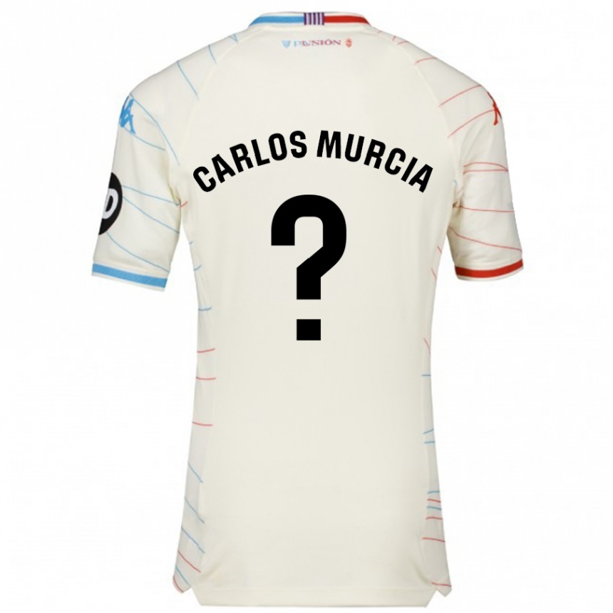 Kids Football Juan Carlos Murcia #0 White Red Blue Away Jersey 2024/25 T-Shirt