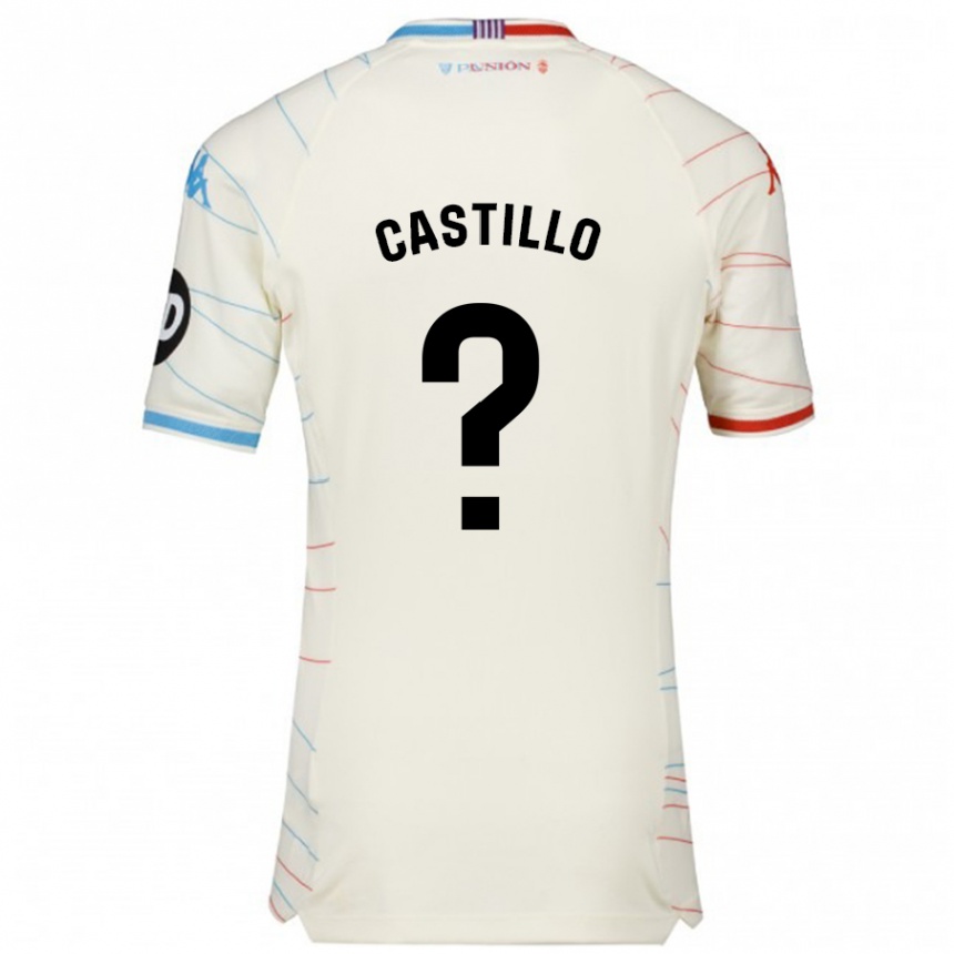 Kids Football Gonzalo Castillo #0 White Red Blue Away Jersey 2024/25 T-Shirt