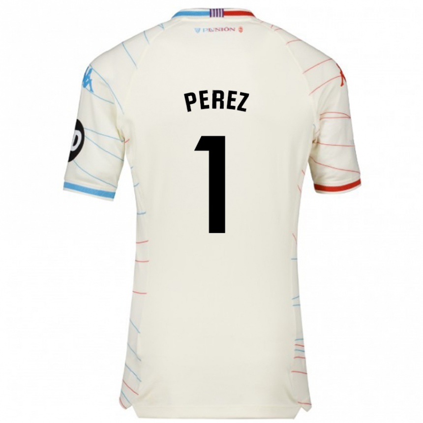 Kids Football Fer Pérez #1 White Red Blue Away Jersey 2024/25 T-Shirt