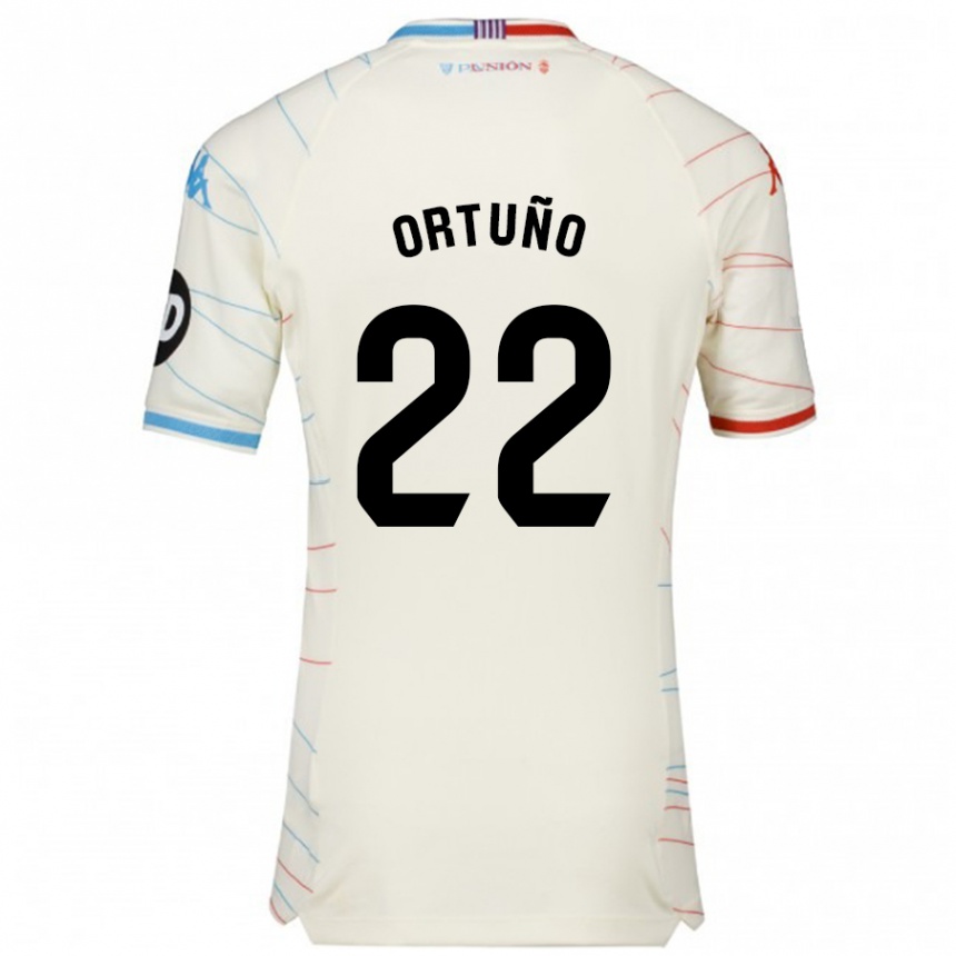 Kids Football Fran Ortuño #22 White Red Blue Away Jersey 2024/25 T-Shirt