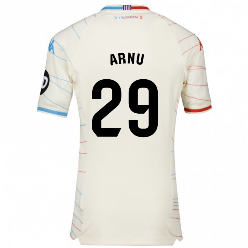 Kids Football Adrián Arnu #29 White Red Blue Away Jersey 2024/25 T-Shirt