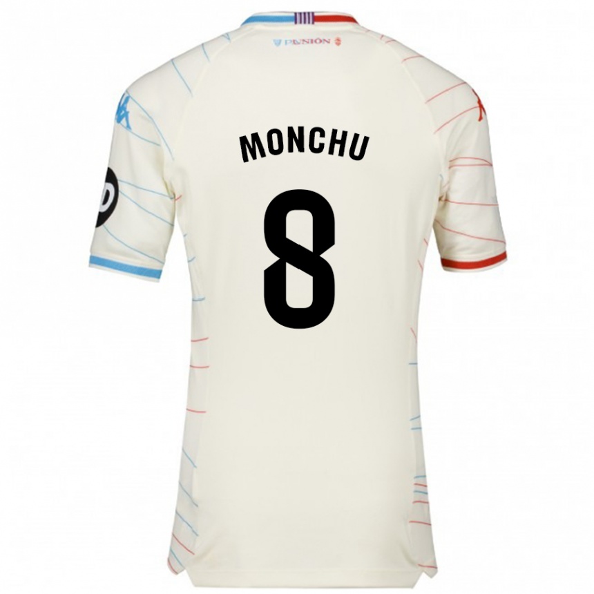 Kids Football Monchu #8 White Red Blue Away Jersey 2024/25 T-Shirt