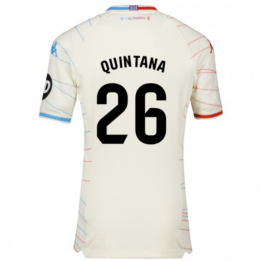 Kids Football Alberto Quintana #26 White Red Blue Away Jersey 2024/25 T-Shirt