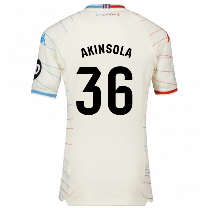 Kids Football Tunde Akinsola #36 White Red Blue Away Jersey 2024/25 T-Shirt