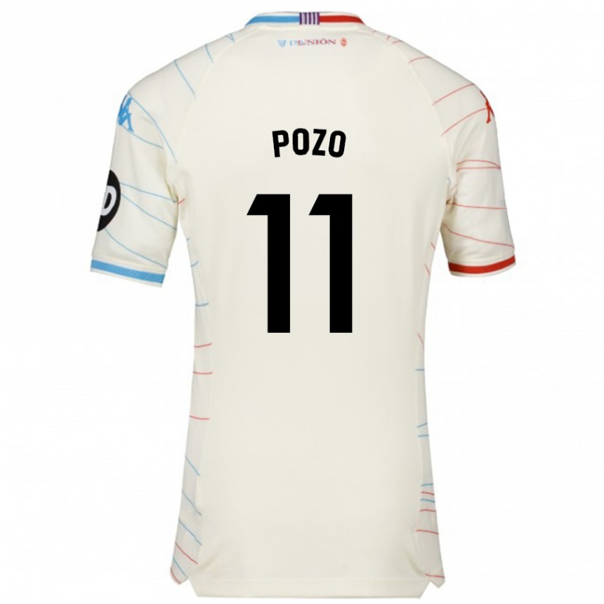 Kids Football Manuel Pozo #11 White Red Blue Away Jersey 2024/25 T-Shirt