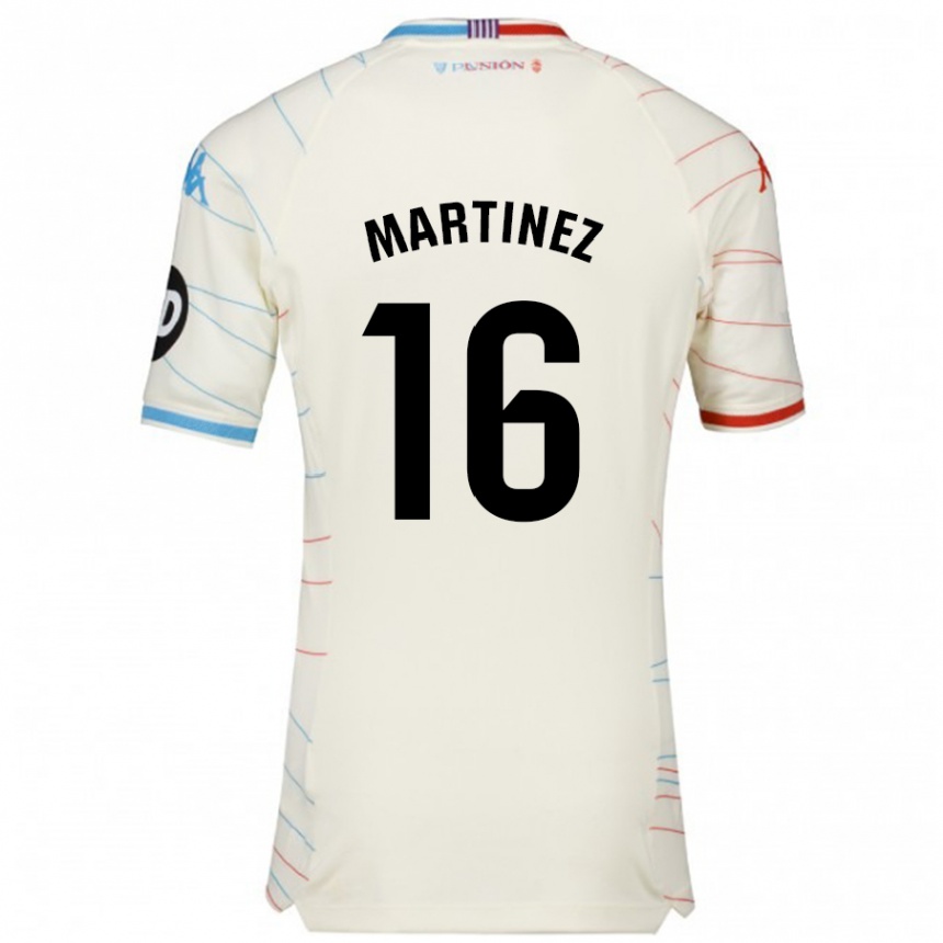 Kids Football Jesús Martínez #16 White Red Blue Away Jersey 2024/25 T-Shirt