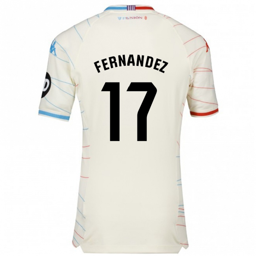 Kids Football Dani Fernández #17 White Red Blue Away Jersey 2024/25 T-Shirt