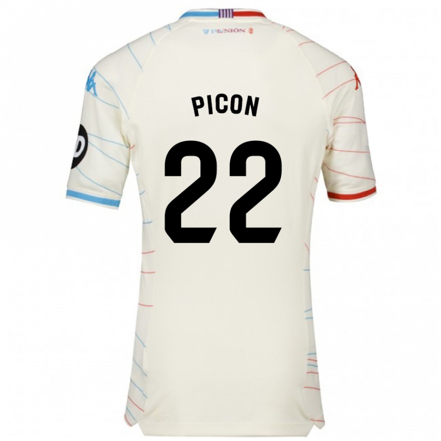 Kids Football Pablo Picón #22 White Red Blue Away Jersey 2024/25 T-Shirt