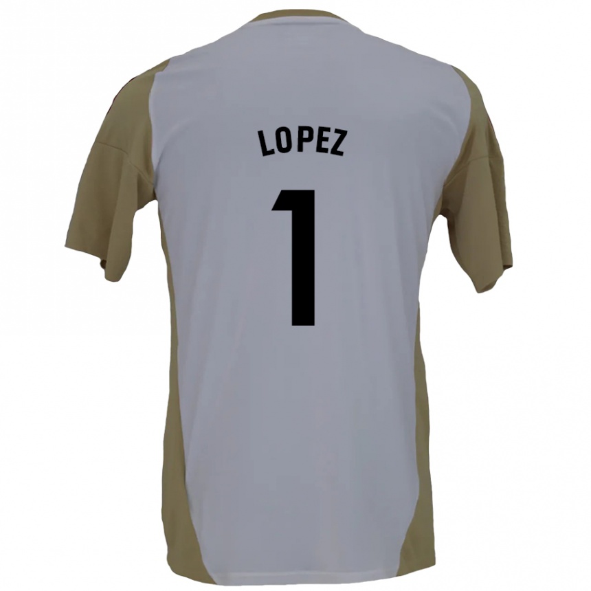 Kids Football Luis López #1 Brown White Away Jersey 2024/25 T-Shirt