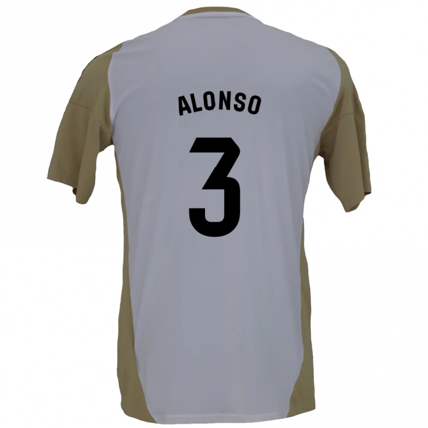 Kids Football Julio Alonso #3 Brown White Away Jersey 2024/25 T-Shirt