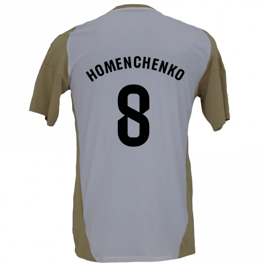 Kids Football Santiago Homenchenko #8 Brown White Away Jersey 2024/25 T-Shirt