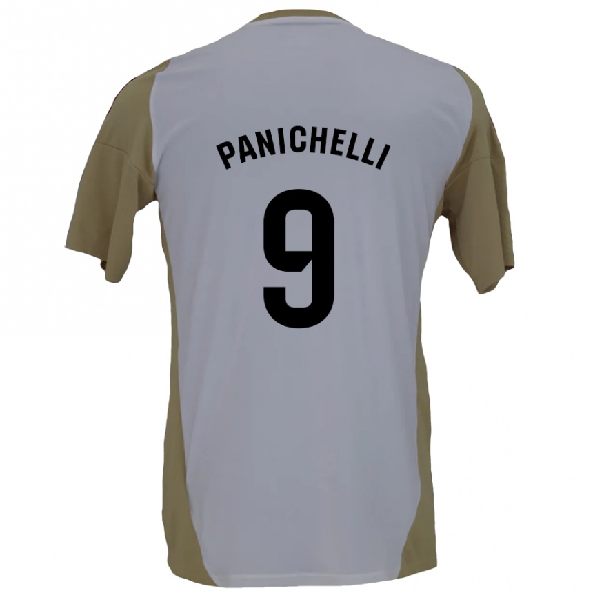 Kids Football Joaquín Panichelli #9 Brown White Away Jersey 2024/25 T-Shirt