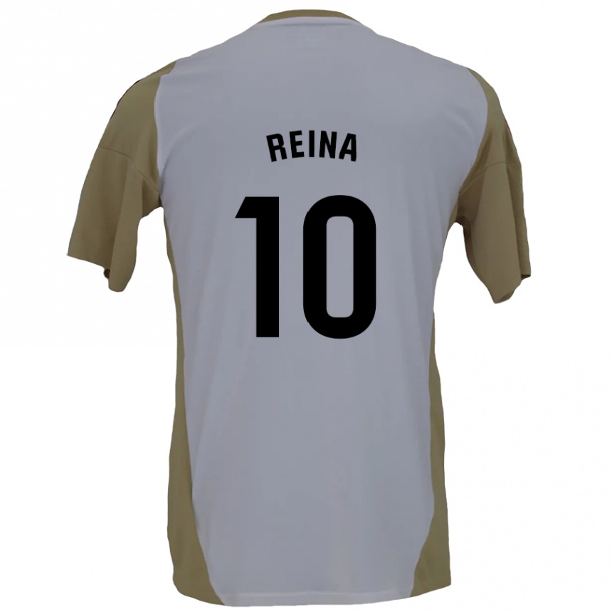 Kids Football Alberto Reina #10 Brown White Away Jersey 2024/25 T-Shirt