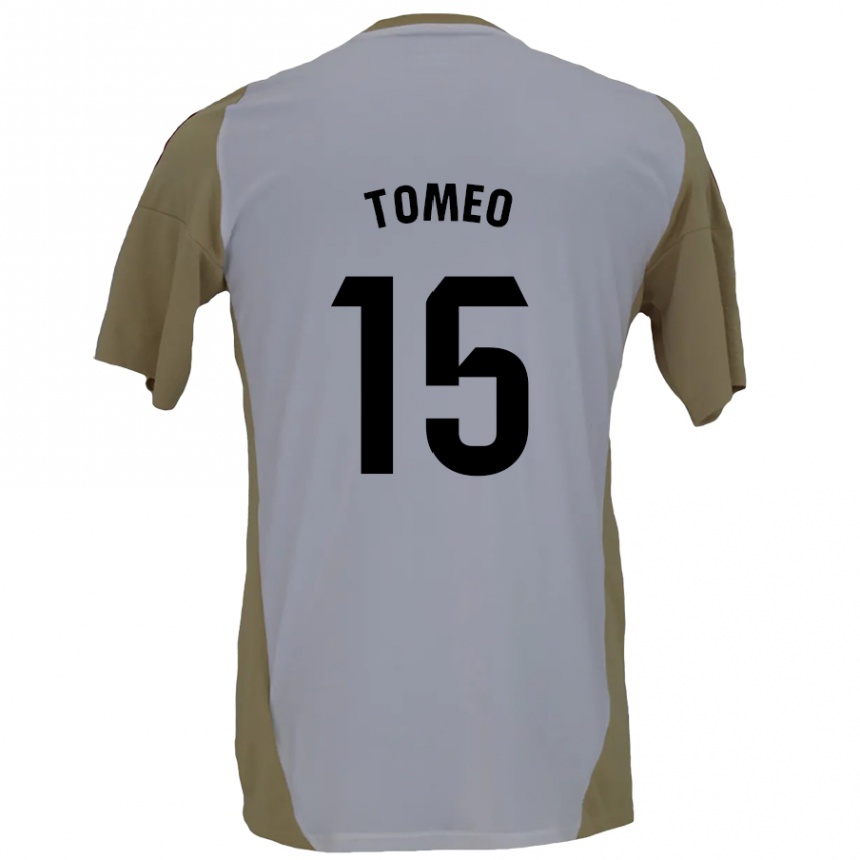 Kids Football Pablo Tomeo #15 Brown White Away Jersey 2024/25 T-Shirt