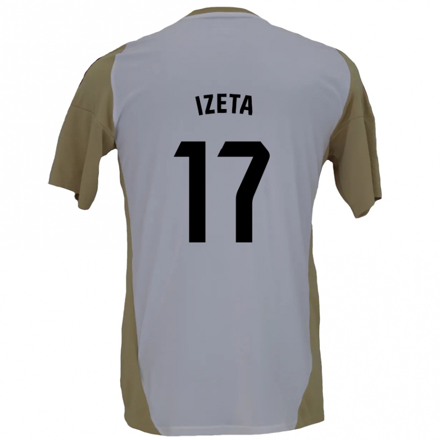 Kids Football Urko Izeta #17 Brown White Away Jersey 2024/25 T-Shirt