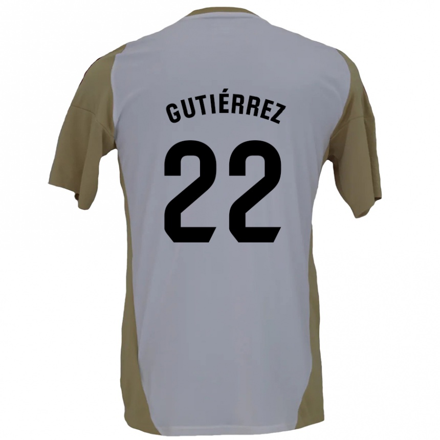 Kids Football Juan Gutiérrez #22 Brown White Away Jersey 2024/25 T-Shirt