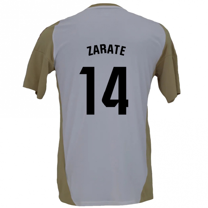 Kids Football Hugo Zárate #14 Brown White Away Jersey 2024/25 T-Shirt