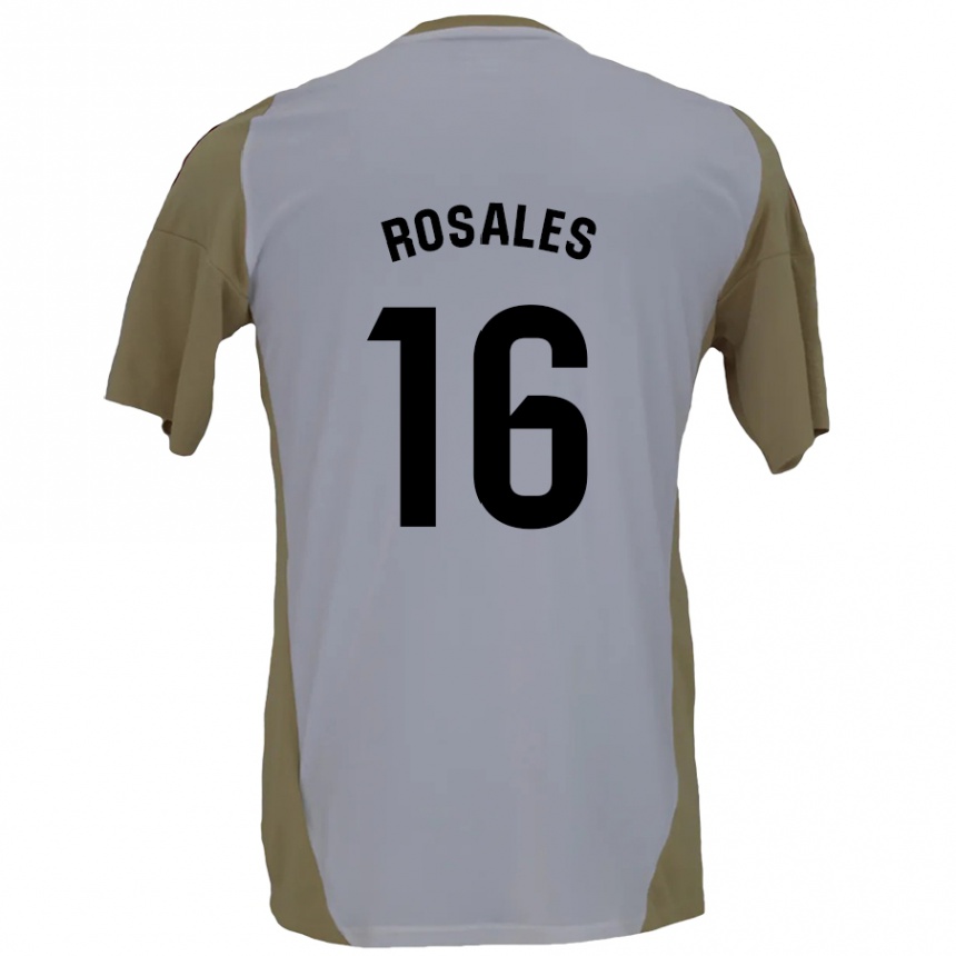 Kids Football Diego Rosales #16 Brown White Away Jersey 2024/25 T-Shirt