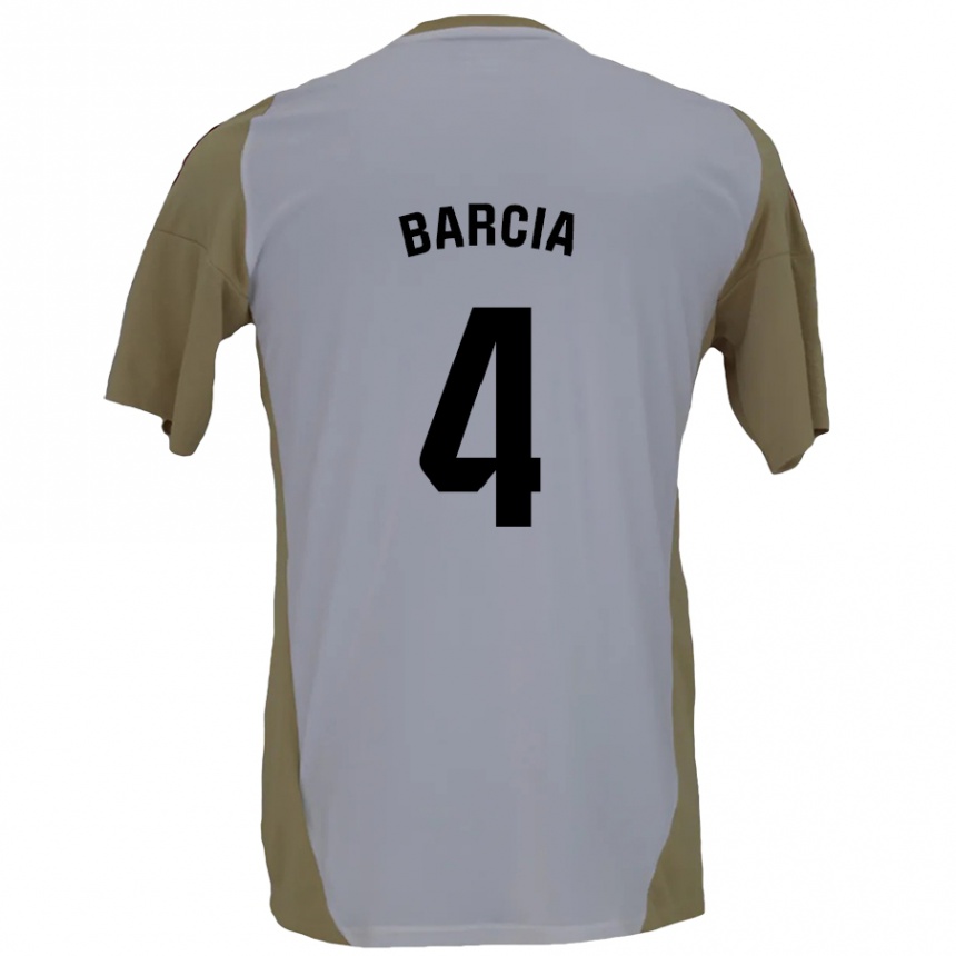 Kids Football Sergio Barcia #4 Brown White Away Jersey 2024/25 T-Shirt