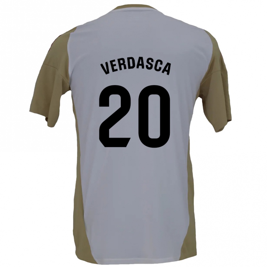 Kids Football Diogo Verdasca #20 Brown White Away Jersey 2024/25 T-Shirt