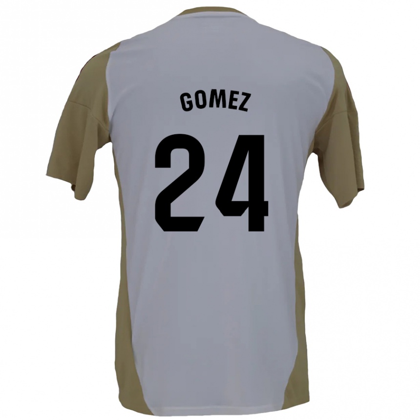 Kids Football Jonathan Gómez #24 Brown White Away Jersey 2024/25 T-Shirt