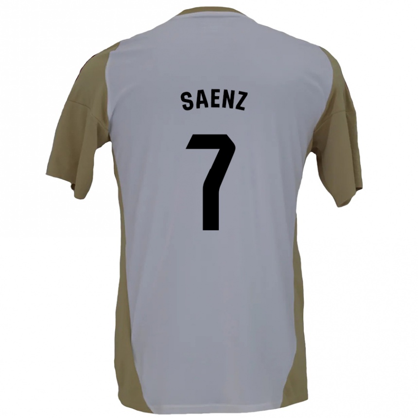 Kids Football Raúl Sáenz #7 Brown White Away Jersey 2024/25 T-Shirt