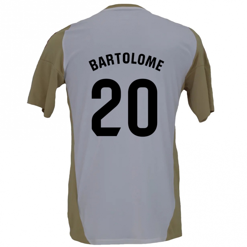 Kids Football Diego Bartolomé #20 Brown White Away Jersey 2024/25 T-Shirt