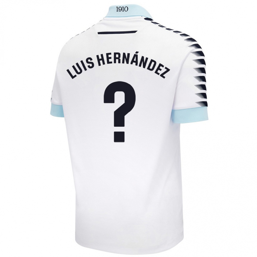 Kids Football Luis Hernández #0 White Blue Away Jersey 2024/25 T-Shirt