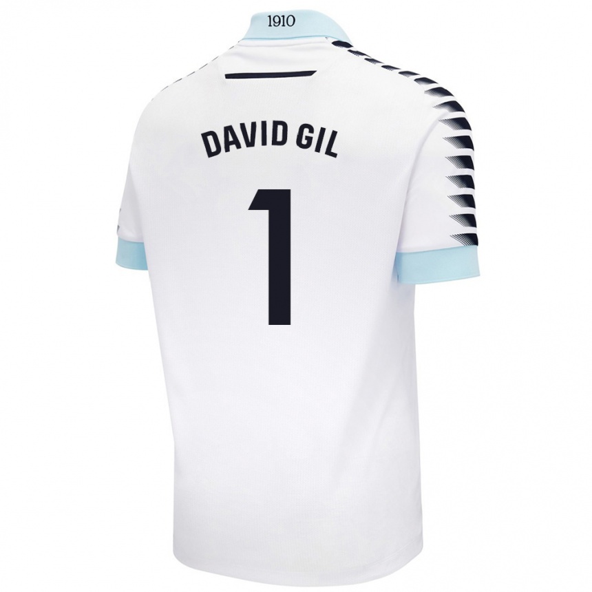 Kids Football David Gil #1 White Blue Away Jersey 2024/25 T-Shirt