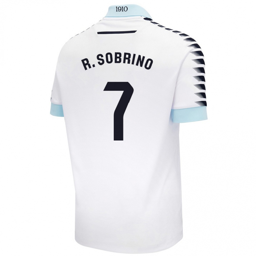 Kids Football Rubén Sobrino #7 White Blue Away Jersey 2024/25 T-Shirt