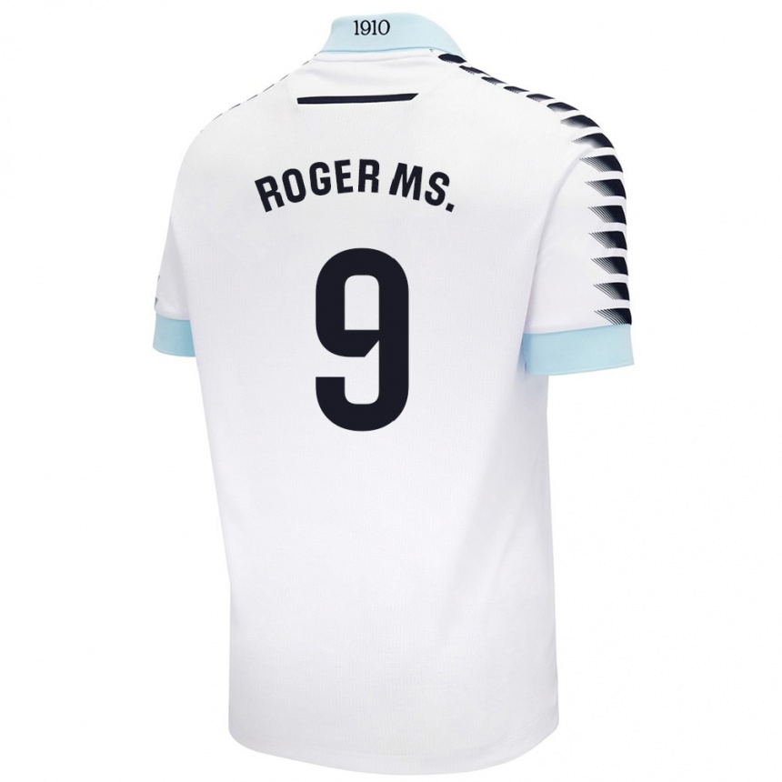 Kids Football Roger Martí #9 White Blue Away Jersey 2024/25 T-Shirt