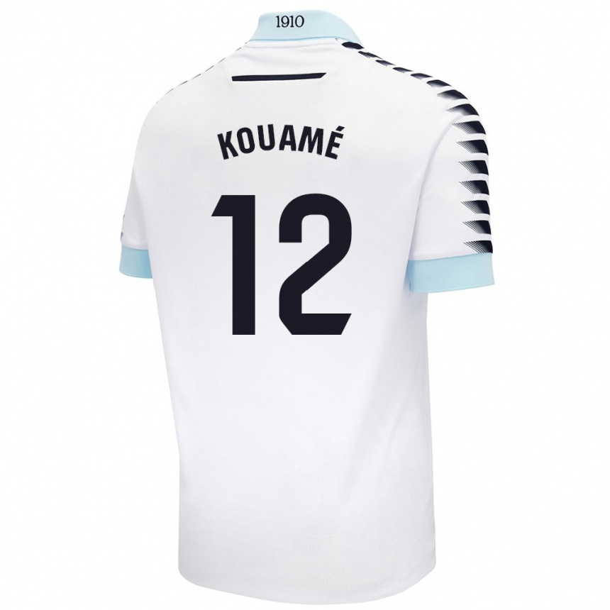 Kids Football Rominigue Kouamé #12 White Blue Away Jersey 2024/25 T-Shirt