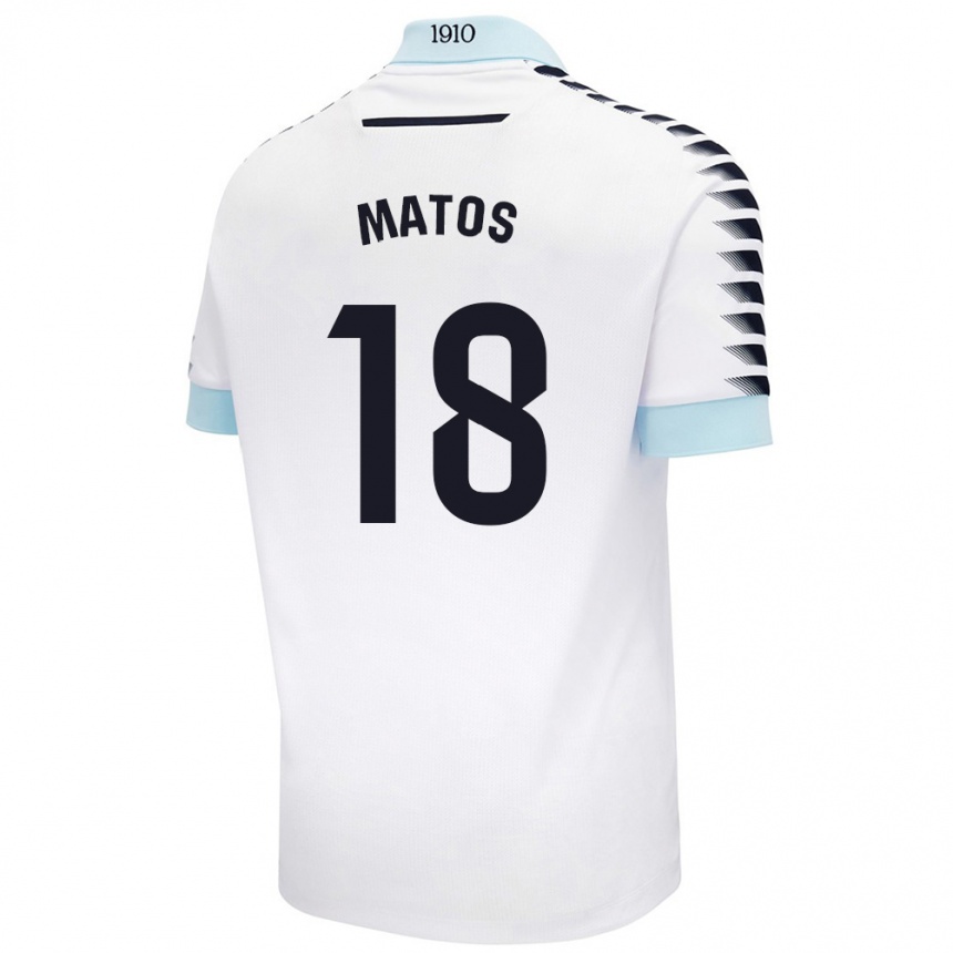 Kids Football José Matos #18 White Blue Away Jersey 2024/25 T-Shirt