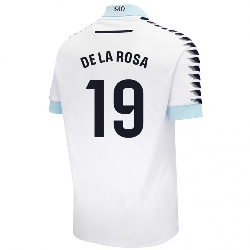 Kids Football José Antonio De La Rosa #19 White Blue Away Jersey 2024/25 T-Shirt