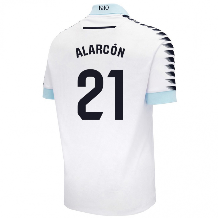 Kids Football Tomás Alarcón #21 White Blue Away Jersey 2024/25 T-Shirt