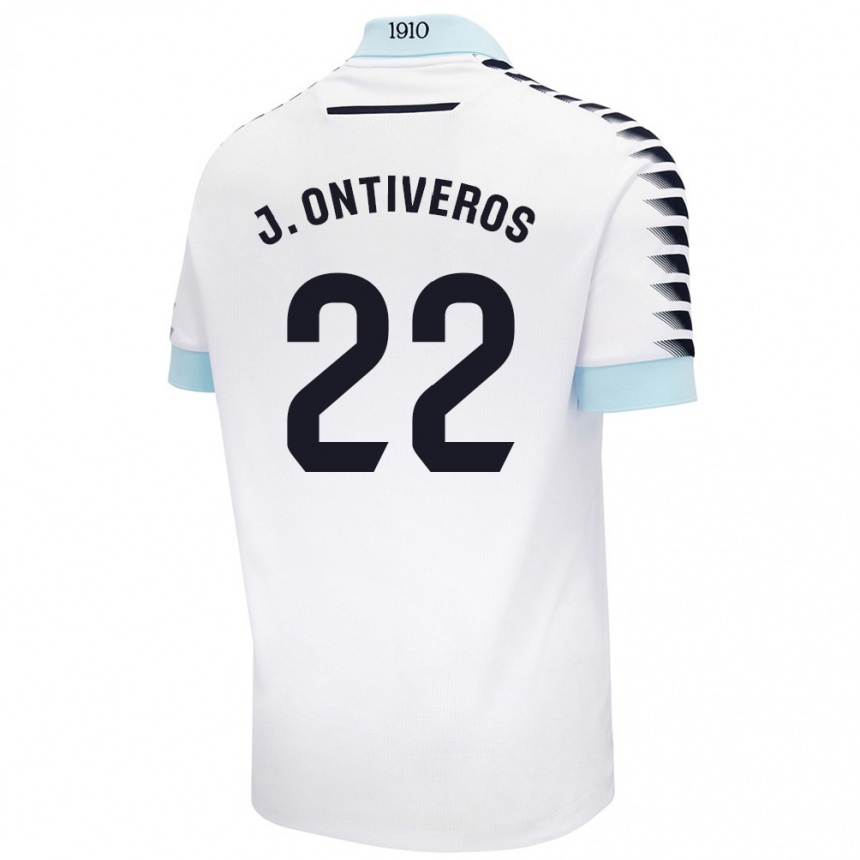 Kids Football Javi Ontiveros #22 White Blue Away Jersey 2024/25 T-Shirt