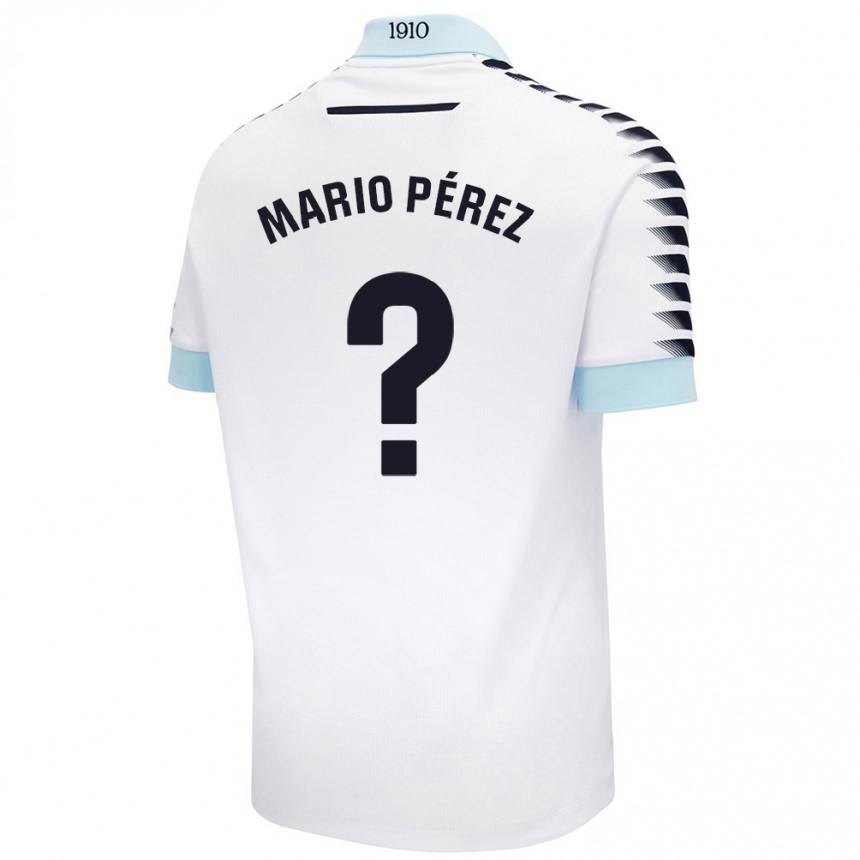 Kids Football Mario Pérez #0 White Blue Away Jersey 2024/25 T-Shirt