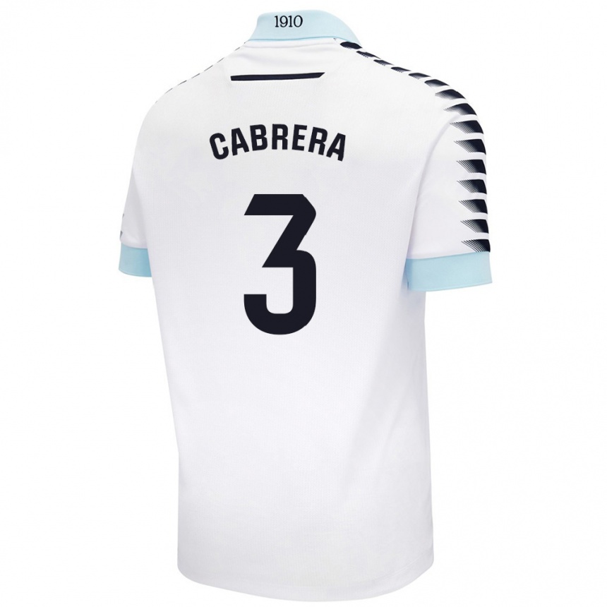 Kids Football Julio Cabrera #3 White Blue Away Jersey 2024/25 T-Shirt