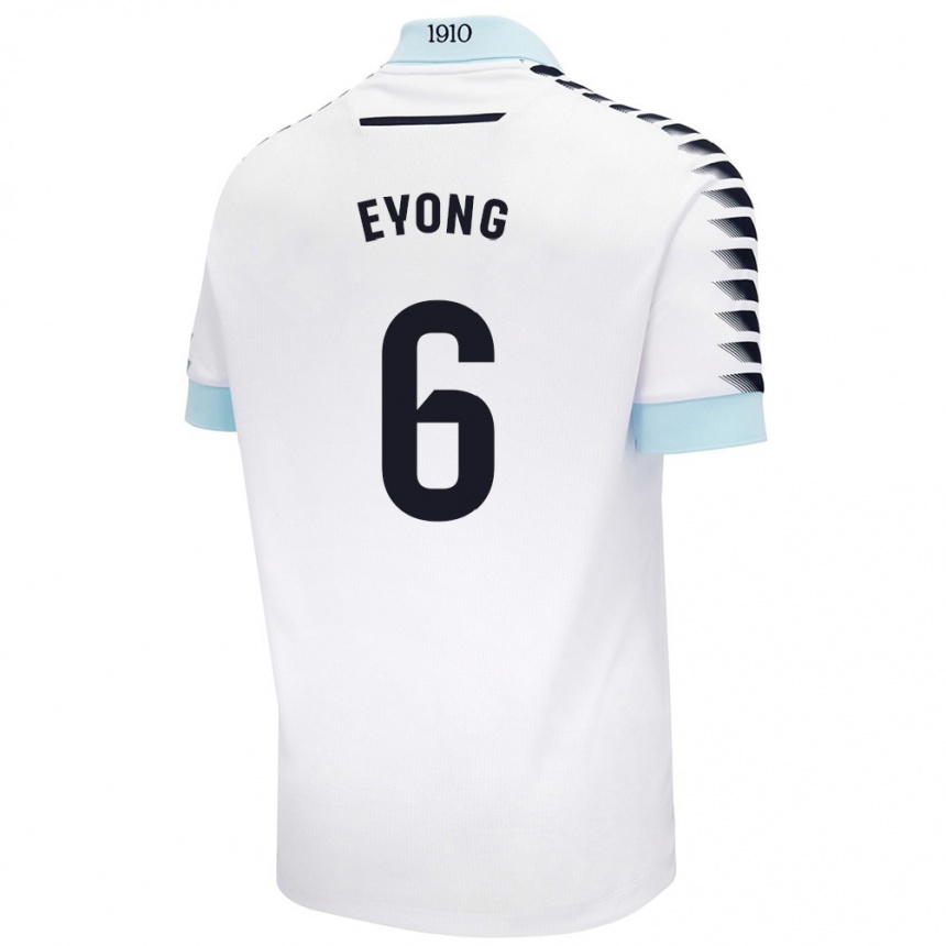 Kids Football Etta Eyong #6 White Blue Away Jersey 2024/25 T-Shirt