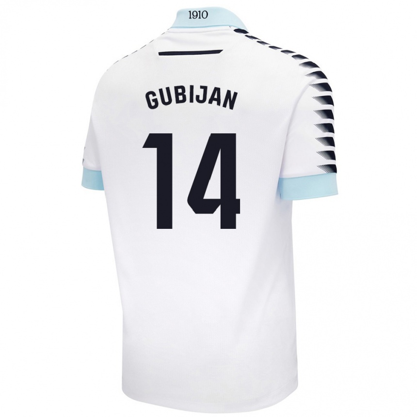 Kids Football Lovro Gubijan #14 White Blue Away Jersey 2024/25 T-Shirt