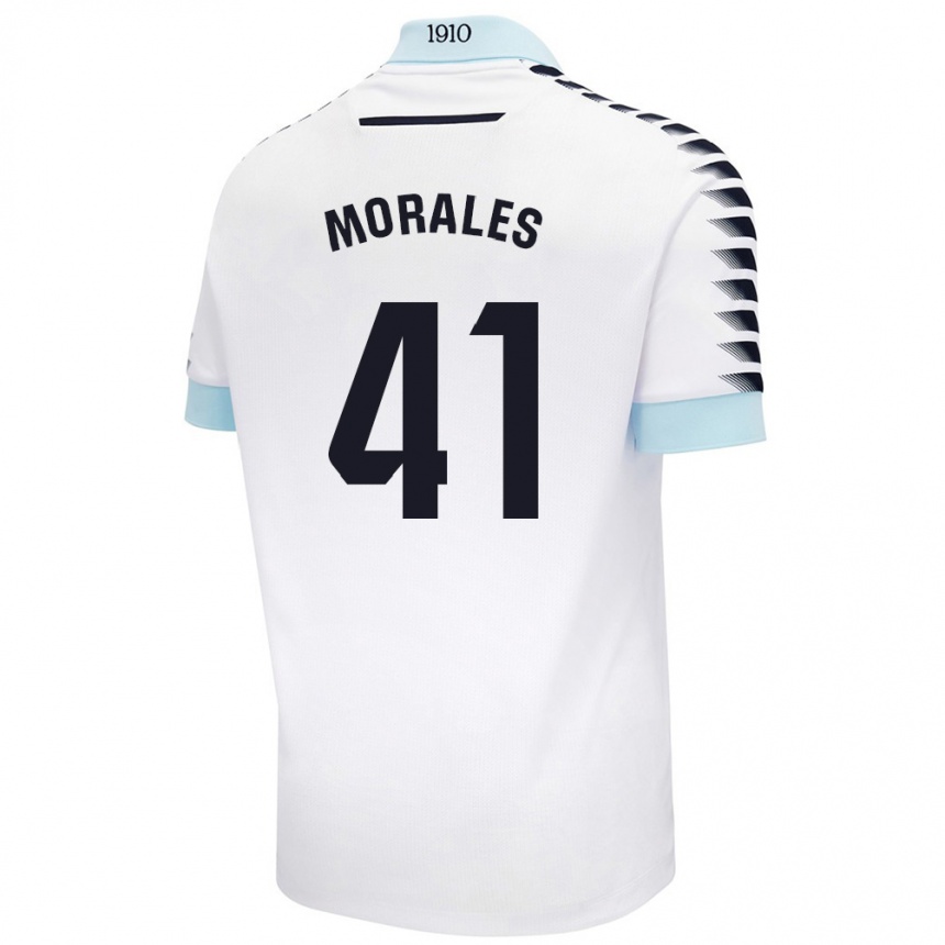 Kids Football Luis Morales #41 White Blue Away Jersey 2024/25 T-Shirt