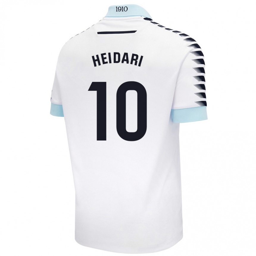 Kids Football Arman Heidari #10 White Blue Away Jersey 2024/25 T-Shirt