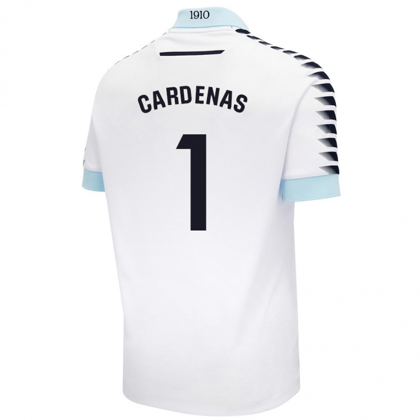 Kids Football Raquel Cárdenas #1 White Blue Away Jersey 2024/25 T-Shirt