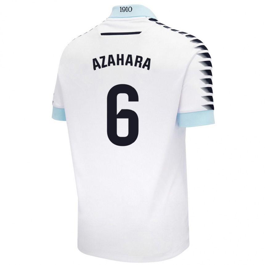 Kids Football Azahara #6 White Blue Away Jersey 2024/25 T-Shirt