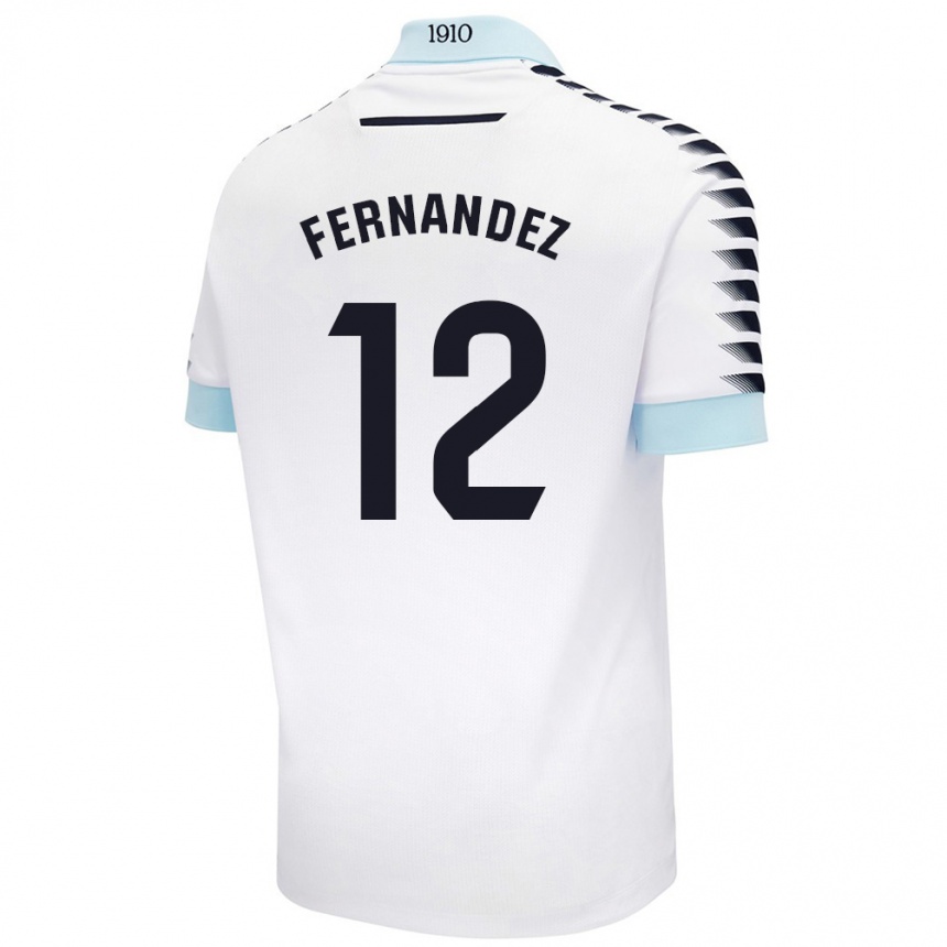 Kids Football Sandra Fernández León #12 White Blue Away Jersey 2024/25 T-Shirt